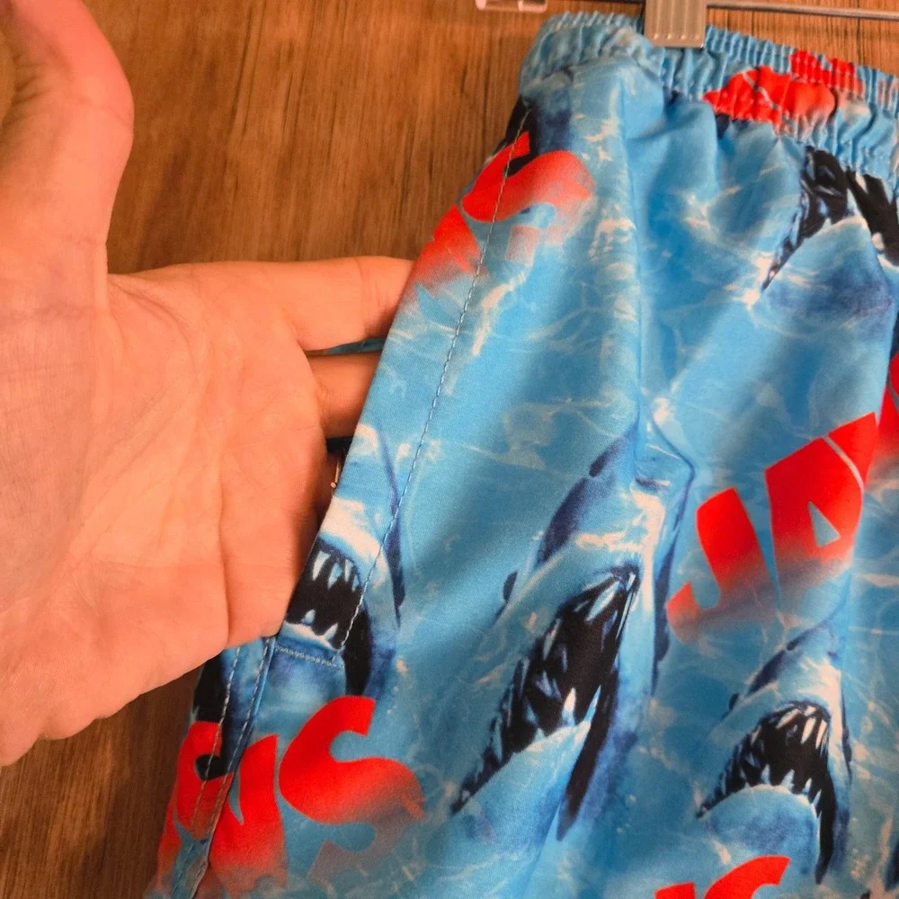Neff Jaws Hot Tub Shorts Men Small S Ocean Shark Movie Swim Trunks Graphic Board
